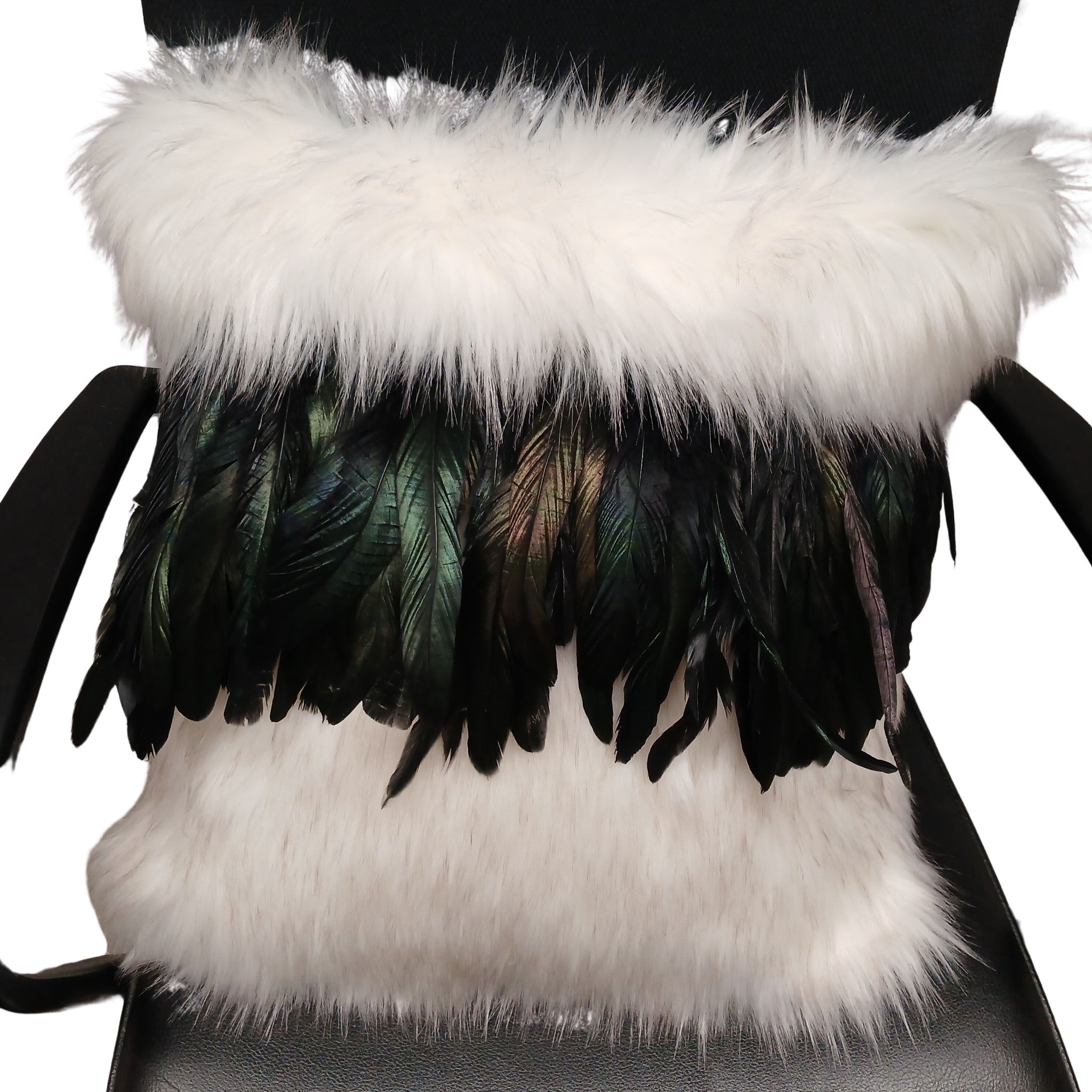 Cushion Cover Aoraki (White) Dark Green Feathers