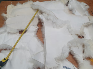 Sheepskin Pieces; Long Wool White GRADED