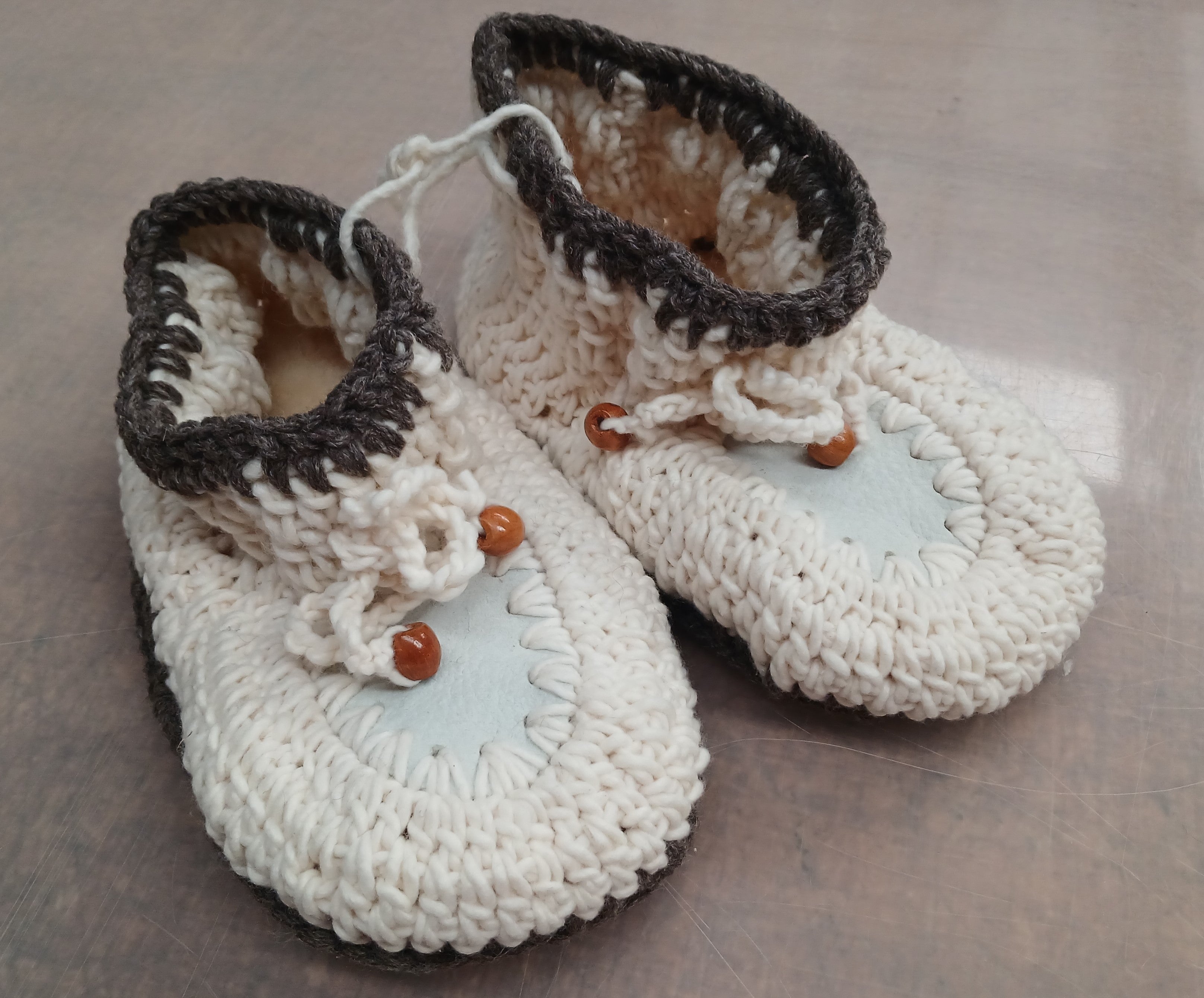 Crocheted Adult Slippers; NZ Wool.