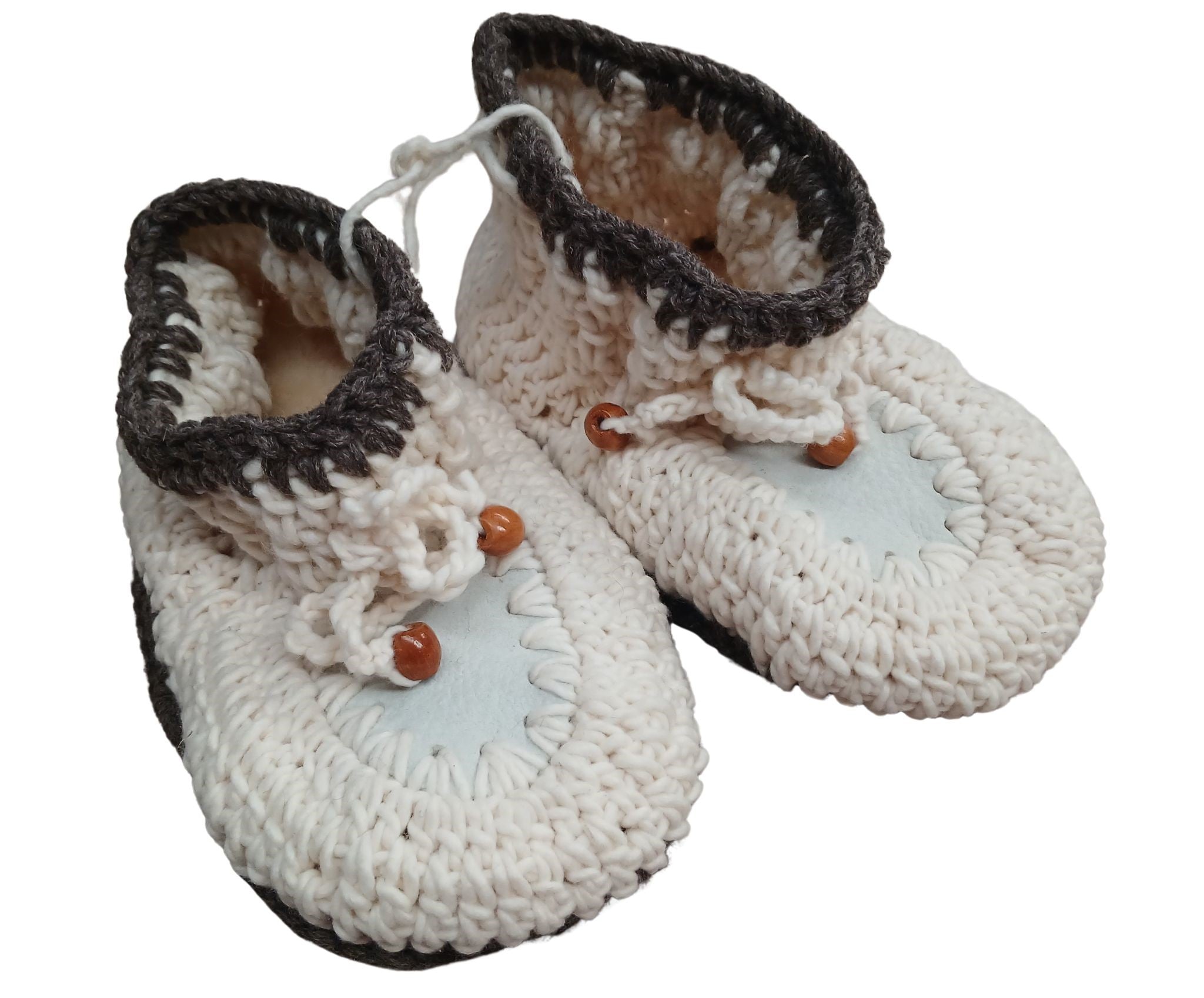 Crocheted Adult Slippers; NZ Wool.