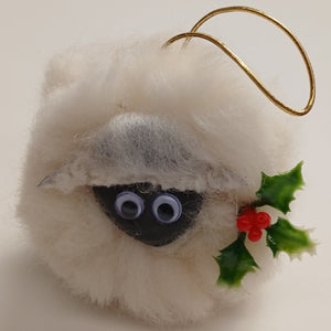 Wool Pompom Christmas Sheep; Hat, Wreath or Holly