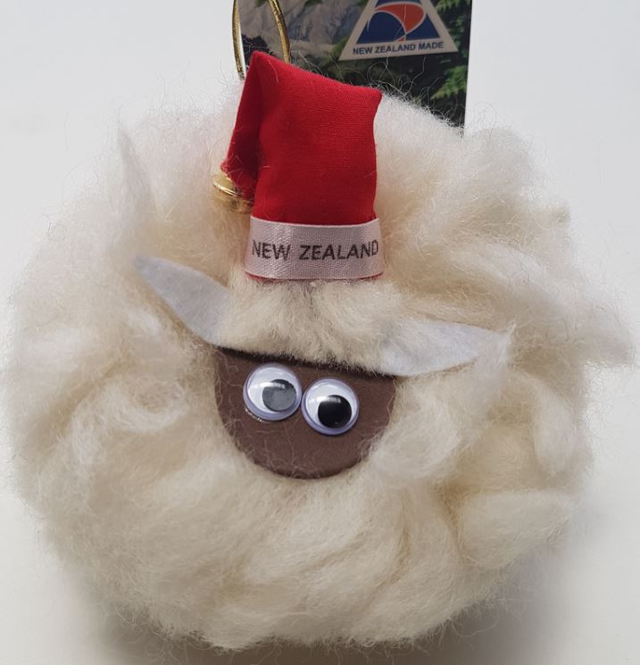 Wool Pompom Christmas Sheep; Hat, Wreath or Holly