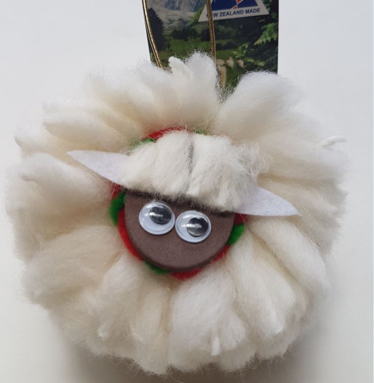 Wool Pompom Christmas Sheep; Hat, Wreath or Holly