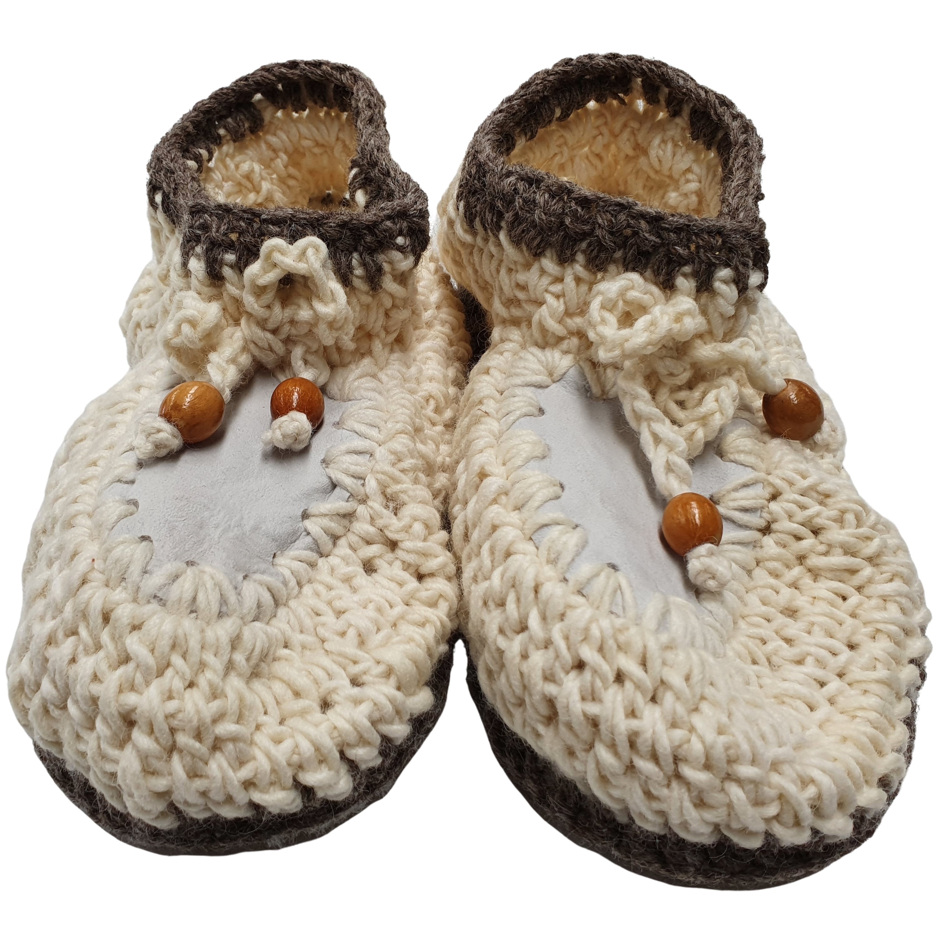 Crocheted Adult Slippers; NZ Wool.