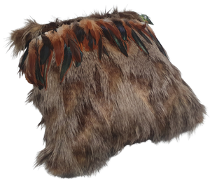 Cushion Cover Manu (Golden-Brown) with Brown Rooster Feathers
