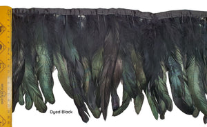 Long Green Rooster Feathers sewn on Band (Natural or Dyed Black)