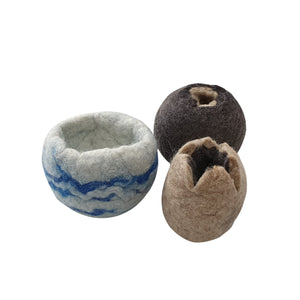 Felted Flower Pots made from wool in New Zealand