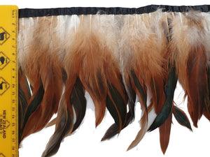 Long Brown Rooster Feathers sewn on Band