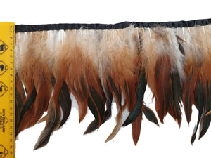 Long Brown Rooster Feathers sewn on Band