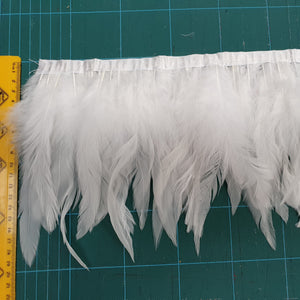 Pure White Rooster Feathers Sewn on Band