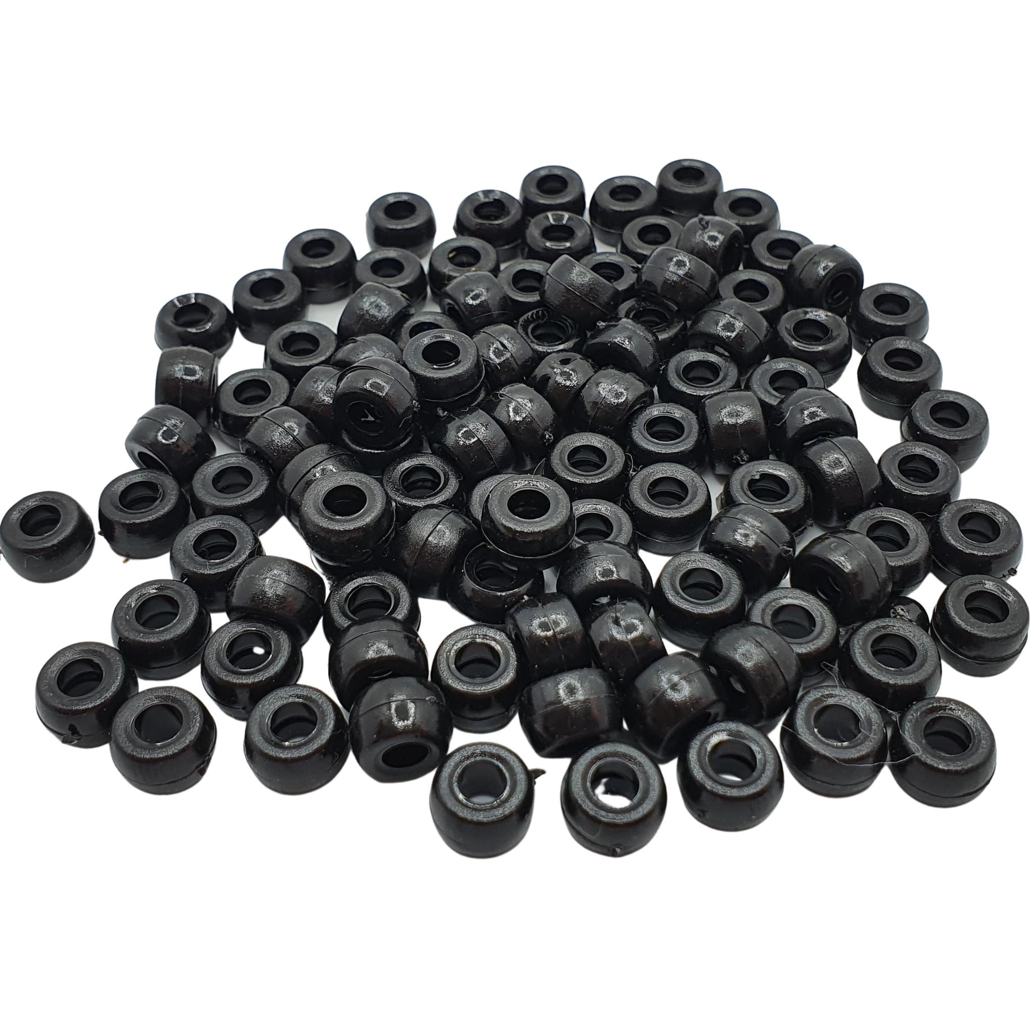 The Crafts Outlet Plastic Beads, Pony Opaque, 6x9mm, 100-pc, Black